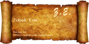 Zubek Ede névjegykártya